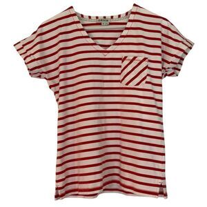 Orvis red striped vneck tshirt size small Color